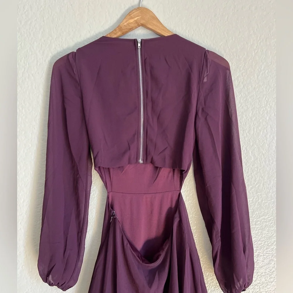 NWOT Garden Bliss Plum Purple Cutout Long Sleeve Tiered Maxi Dress - Picture 6 of 9